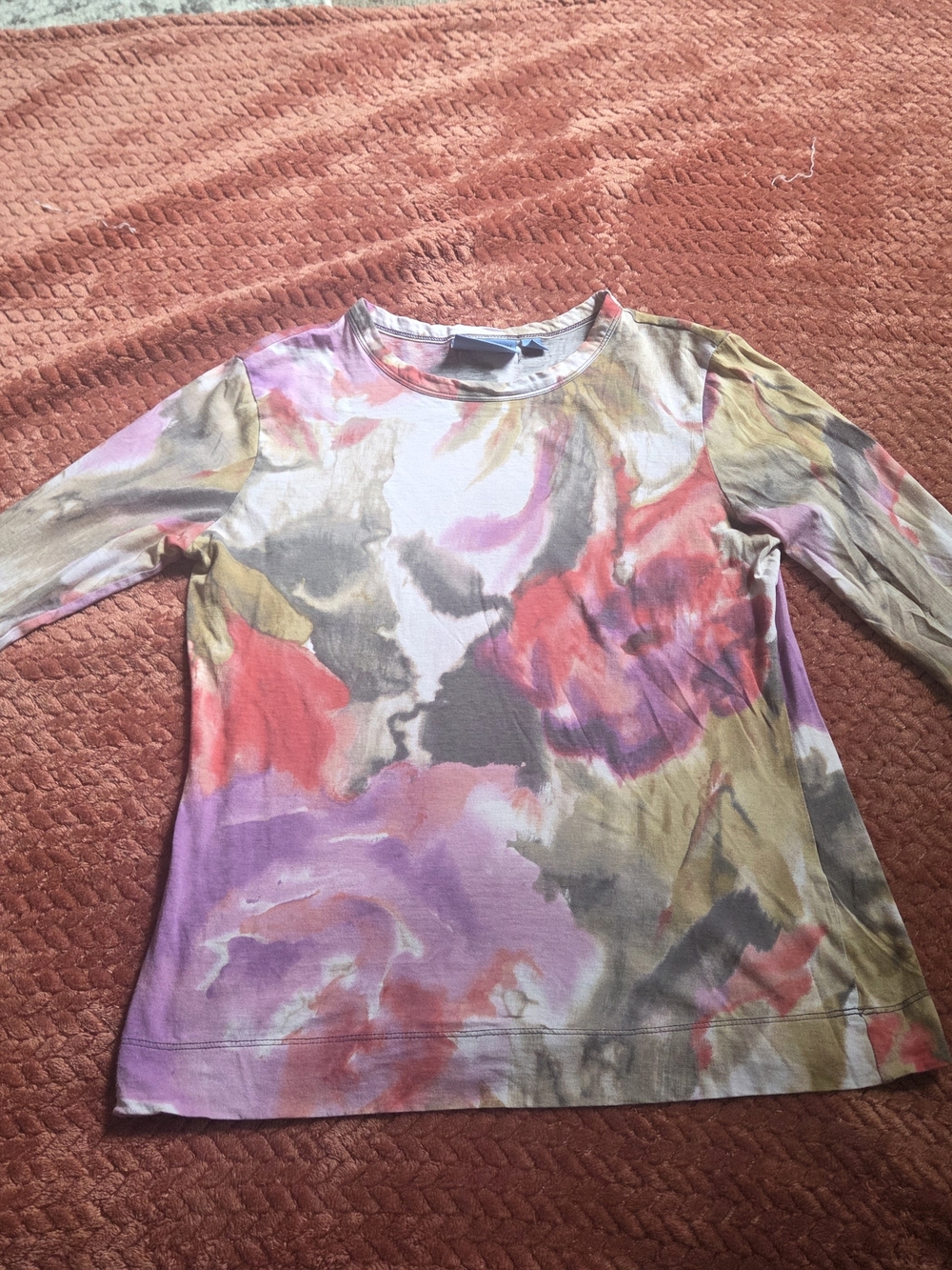 Size Medium Women’s Watercolor Floral Long Sleeve Top - Multicolor